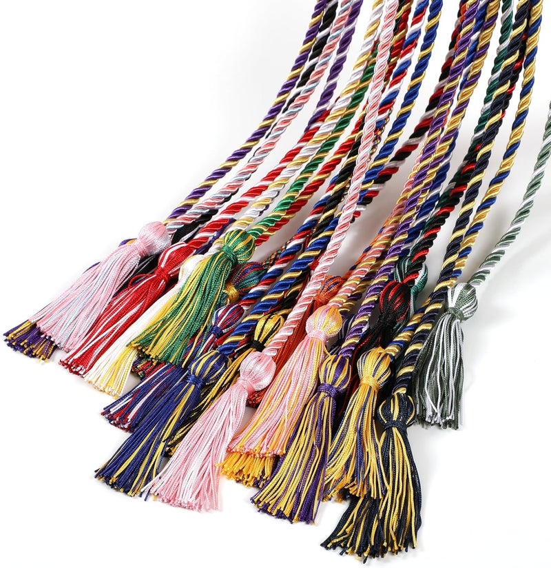 D DODOU 10 Pieces Graduation Cords Polyester Graduation Honor Braided Cords with Sewing Tassels for Bachelor, Master, Doctor 68" Long (Purple White) - Image 4